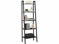 Mira home - boekenkast met 5 planken - boekenrek - industrieel - hout - metaal - zwart - 34x56x172 - afbeelding 1 van  3