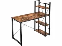 Mira home - bureau - computertafel met planken - thuiskantoor - industrieel - vintage - bruin/zwart - 60x120x76/120 - afbeelding 1 van  3