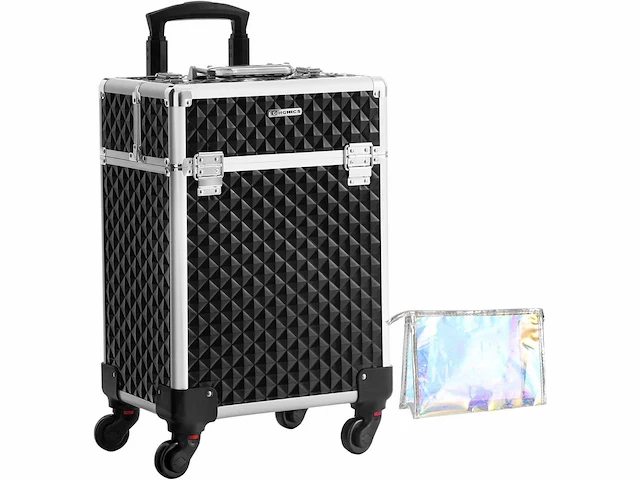 Mira home - cosmetische koffer - cosmetische trolley - zwart - mdf - 34x24x45cm - afbeelding 1 van  3