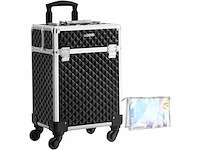 Mira home - cosmetische koffer - cosmetische trolley - zwart - mdf - 34x24x45cm