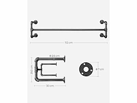 Mira home - garderobestang - duurzaam en functioneel - industriële stijl - ijzer - zwart - 110x30x29.3 cm - afbeelding 3 van  3