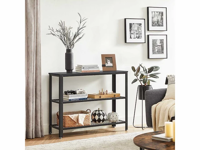 Mira home - haltafel - dressoirtafel - industrieel - hout/metaal - zwart - 101,5x35x80 - afbeelding 2 van  3
