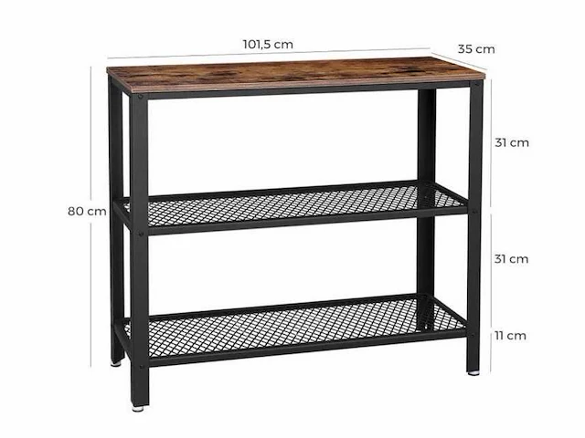 Mira home - haltafel - dressoirtafel - industrieel - hout/metaal - zwart/bruin - 101,5x35x80 - afbeelding 3 van  3