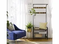 Mira home - industriële kapstok met schoenenrek- bruin/zwart- industrieel - afbeelding 2 van  3