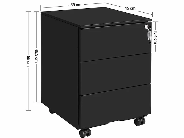 Mira home - industriële ladekast - duurzaam en functioneel - metalen frame - zwart - 39x45x55 cm - afbeelding 3 van  3