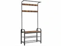 Mira home - kapstok - garderoberek - schoenenrek - opbergrek - vintage - 84x33,7x183 - afbeelding 1 van  3