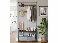 Mira home - kapstok - garderoberek - schoenenrek - opbergrek - vintage - 84x33,7x183 - afbeelding 2 van  3