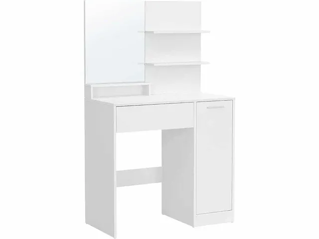 Mira home - kaptafel - make-up tafel - wit - spaanplaat - 80x40x132cm - afbeelding 1 van  3