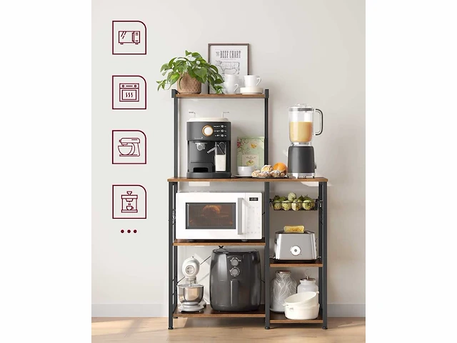 Mira home - keukenkast - kast - magnetron kast - industrieel - hout - bruin - zwart - 40x90x132 cm - afbeelding 2 van  3