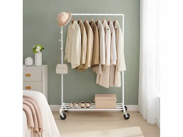 Mira home - kledingrek - kledingrekstang - kapstok - opbergrek - wit- 100x49x163 - afbeelding 2 van  3