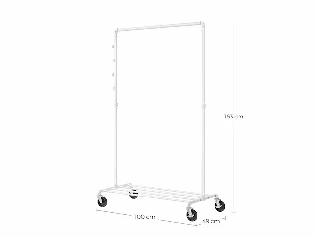 Mira home - kledingrek - kledingrekstang - kapstok - opbergrek - wit- 100x49x163 - afbeelding 3 van  3