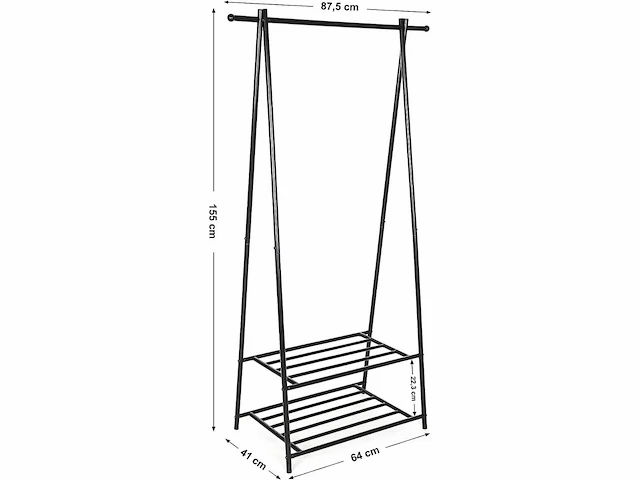 Mira home - kledingrek - kledingstang - metaal - zwart - 64x41x155 - afbeelding 3 van  3