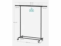 Mira home - kledingrek zwart - verstelbaar - ruimtebesparend - modern design - (92-132) x 45,4 x 160 cm - afbeelding 3 van  3
