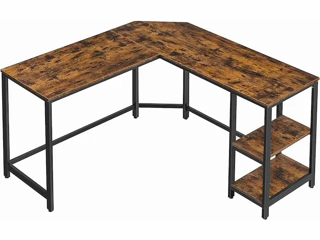 Mira home - mira home - bureau - laptop tafel - l-vormig - hout/metaal - bruin/zwart - 138x138x75 - afbeelding 1 van  3