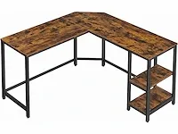 Mira home - mira home - bureau - laptop tafel - l-vormig - hout/metaal - bruin/zwart - 138x138x75 - afbeelding 1 van  3
