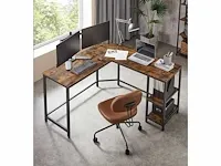Mira home - mira home - bureau - laptop tafel - l-vormig - hout/metaal - bruin/zwart - 138x138x75 - afbeelding 2 van  3