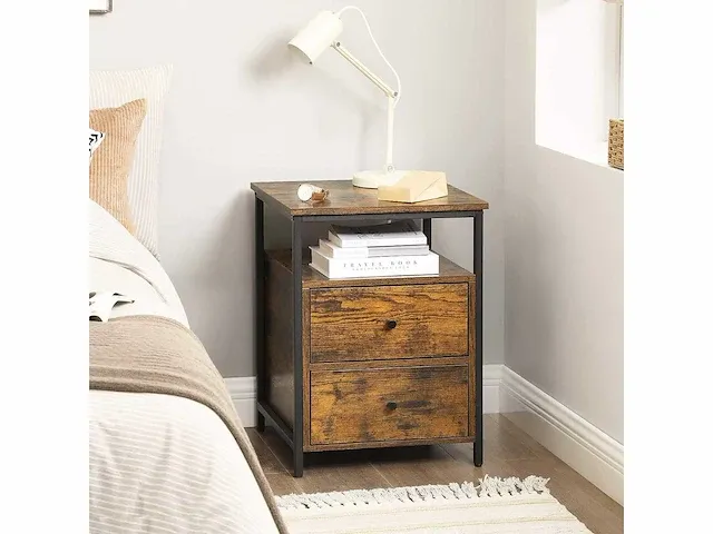 Mira home - nachtkastje - bijzettafel - slaapkamer - kamer - vintage - ?45x45x60 - afbeelding 2 van  3