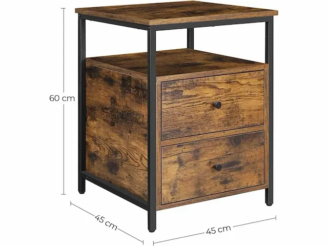 Mira home - nachtkastje - bijzettafel - slaapkamer - kamer - vintage - ?45x45x60 - afbeelding 3 van  3