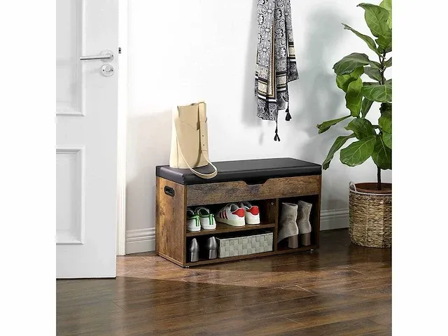 Mira home - schoenbank - bank - schoenenrek - opbergruimte onder de zitting - hal, woonkamer, slaapkamer - schoenenkast - 150 kg draagvermogen - 80 x 30 x 44 cm - afbeelding 2 van  3