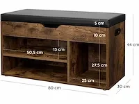 Mira home - schoenbank - bank - schoenenrek - opbergruimte onder de zitting - hal, woonkamer, slaapkamer - schoenenkast - 150 kg draagvermogen - 80 x 30 x 44 cm - afbeelding 3 van  3