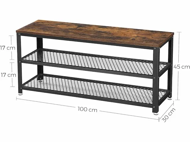 Mira home - schoenenbank - schoenenrek - schoenenkast - opbergrek - 100x30x45 - afbeelding 3 van  3