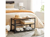 Mira home - schoenenrek - vintage - hout - metaal - industrieel - 73x30x45cm - bruin - zwart - afbeelding 2 van  3