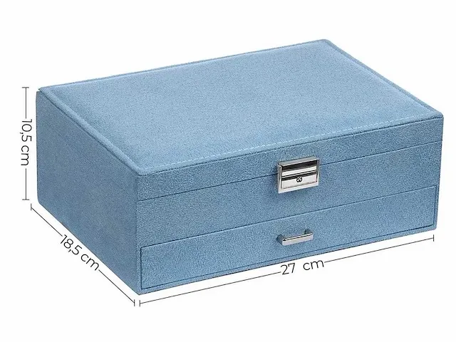 Mira home - sieradendoos - sieradenopberger - lichtblauw - suede - ?27x10.5x18.5cm - afbeelding 3 van  3