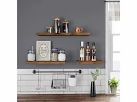 Mira home - wandplank - boekenplank - muurdecoratie - muurplank - vintage - 80x20 cm - afbeelding 2 van  3