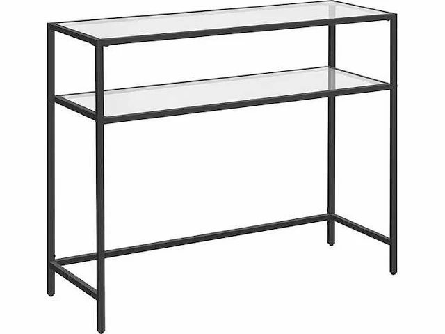 Mira home - wandtafel - haltafel - bijzettafel - gehard glas - metalen frame met verstelbare poten - woonkamer - hal - zwart - 100 x 35 x 80 cm - afbeelding 1 van  3