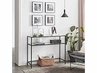 Mira home - wandtafel - haltafel - bijzettafel - gehard glas - metalen frame met verstelbare poten - woonkamer - hal - zwart - 100 x 35 x 80 cm - afbeelding 2 van  3