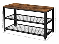 Mira home schoenenrek - vintage - hout - metaal - industrieel - 73x30x45cm - bruin - zwart - afbeelding 3 van  3