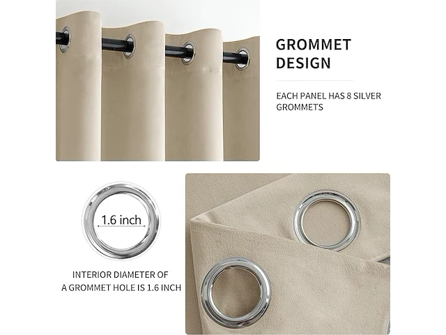 Miulee gordijnen (lichtbeige) - afbeelding 3 van  4