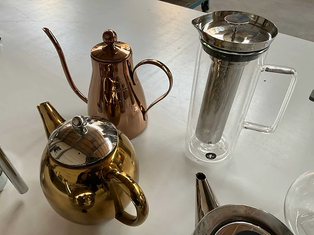 Mix kavel thee/koffie kannen van o.a. bredemeijer (8x) - afbeelding 7 van  10