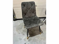Mix set eetkamerstoelen khaki groen velvet (6x) - afbeelding 2 van  8
