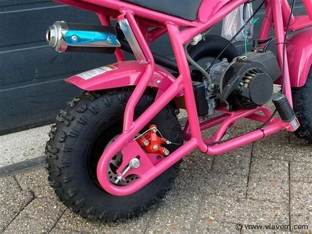 Mmx 49cc mini pitbike met dikke banden (roze) - afbeelding 3 van  4