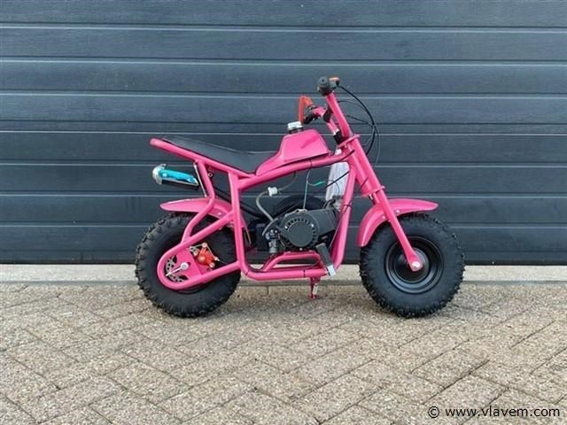 Mmx 49cc mini pitbike met dikke banden (roze) - afbeelding 2 van  4