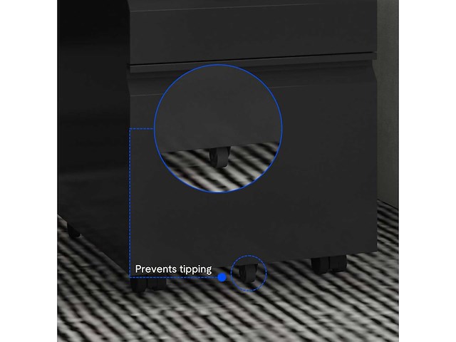 Mobiel voetstuk met 3 lades - zwart - afbeelding 7 van  9