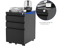 Mobiel voetstuk met 3 lades - zwart - afbeelding 8 van  9