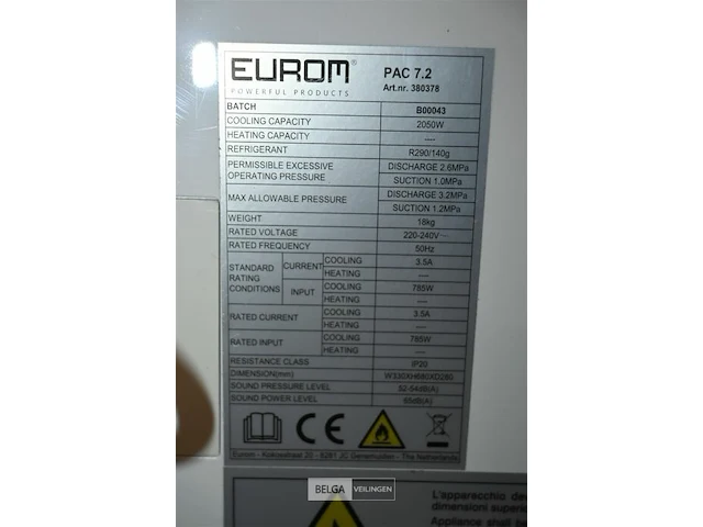 Mobiele airco eurom pac 7.2 - afbeelding 5 van  5