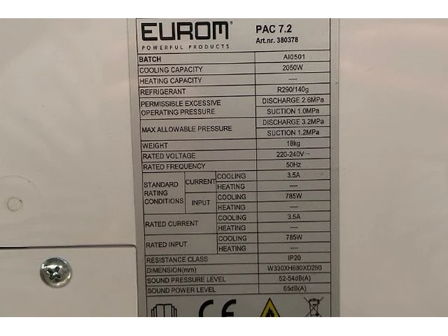 Mobiele airco eurom - afbeelding 4 van  5