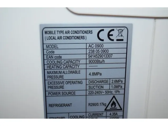 Mobiele airco friac ac0900 met afstandsbediening - afbeelding 5 van  5