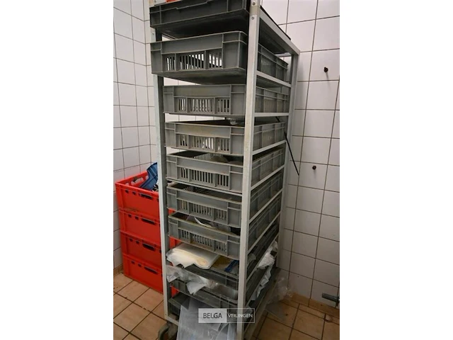Mobiele rek met 10 plastiek bakken - afbeelding 3 van  3