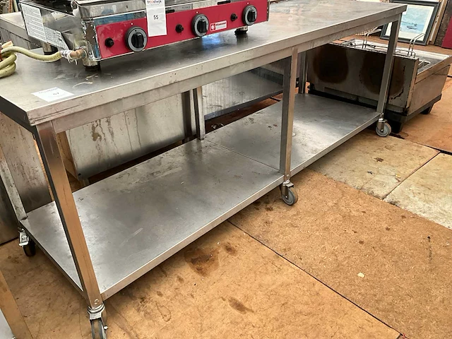 Mobiele rvs werktafel - afbeelding 1 van  3