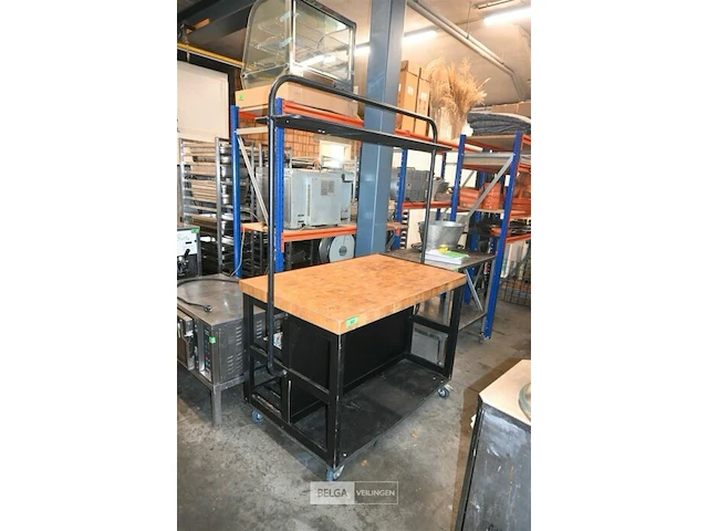 Mobiele tafel met houten blad - afbeelding 1 van  7