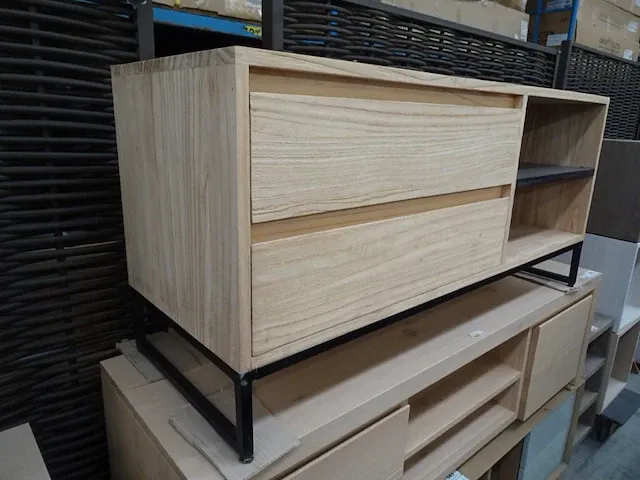 Modena tv meubel met 2 lades massief 128cm - afbeelding 3 van  3
