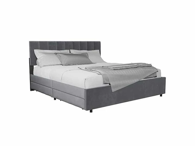 Modern fluwelen bed van 180x200 met lattenbodem en lades - afbeelding 2 van  6