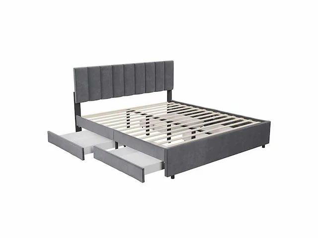 Modern fluwelen bed van 180x200 met lattenbodem en lades - afbeelding 3 van  6
