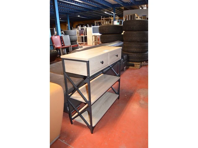 Modern houten wandtafel 2 laden 2 leggers - afbeelding 2 van  5