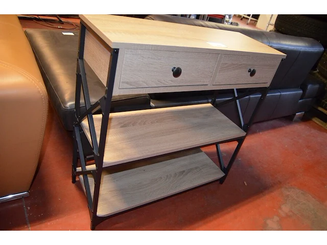 Modern houten wandtafel 2 laden 2 leggers - afbeelding 4 van  5