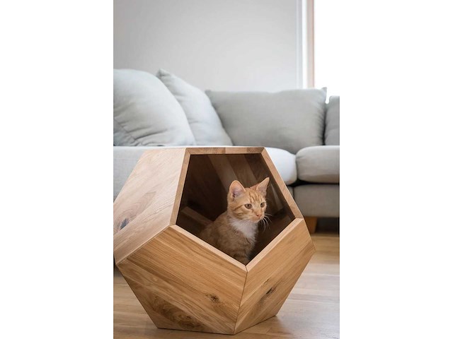 Modern natuurlijk houten dierenhuis of plantenbak h48cm - afbeelding 1 van  3